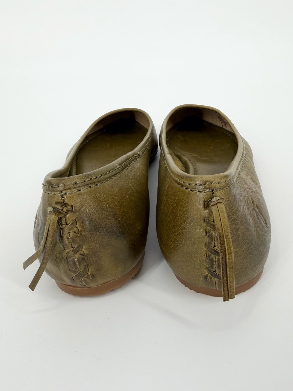 Frye Regina Ballet Green Leather Flats - Picture 6 of 9